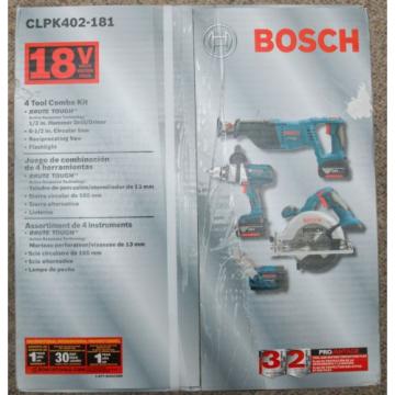 **BRAND NEW + FREE SHIP** Bosch CLPK402-181 18V 4-Tool Lithium-Ion Cordless Kit