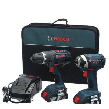 Bosch 18V 2Tool Kit w/Compact Tough Drill Driver Hex Impact Driver &amp; 2SlimPacks