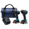 Bosch Cordless Combo Kit 2-Tool 18-Volt Lithium Ion Clpk222 Hammer W Soft Case