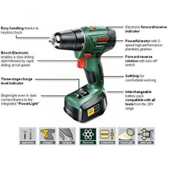 Bosch PSR 1800 LI-2 Cordless Lithium-Ion Drill Driver Featuring Syneon Chip, Ah #5 image